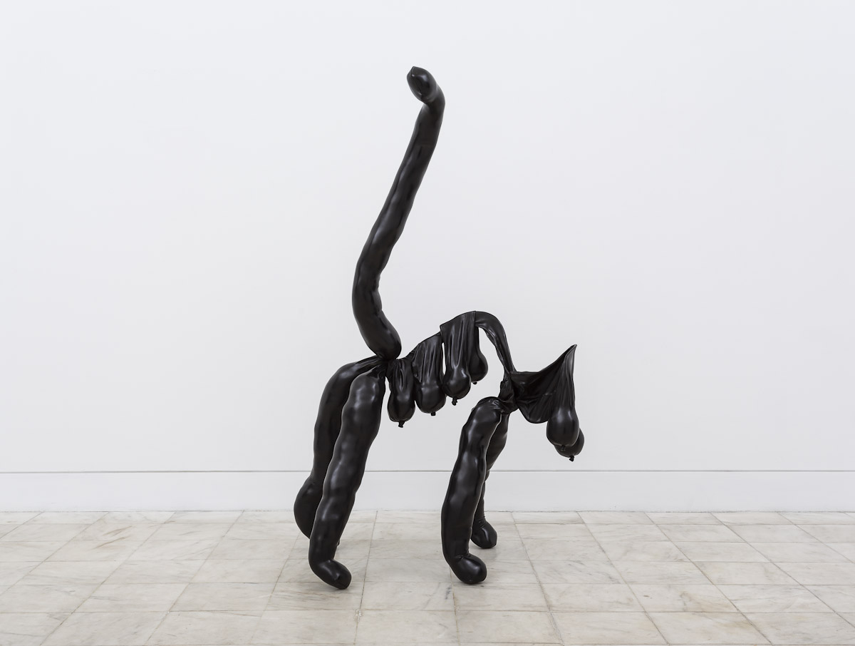 Sarah Lucas,<i> Tit-Cat Up</i>, 2015, Bronze, 47 1/2 x 30 x 19 1/8 inches (120.7 x 76.2 x 48.6 cm)